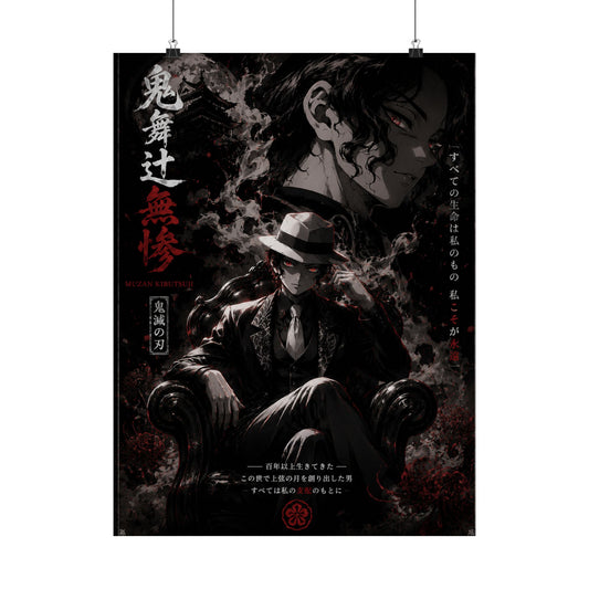 Matte Vertical Poster — Dark Anime Mob Boss Design with Japanese Text