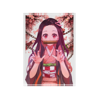 Nezuko Acrylic Photo Block – Anime Cherry Blossom Display