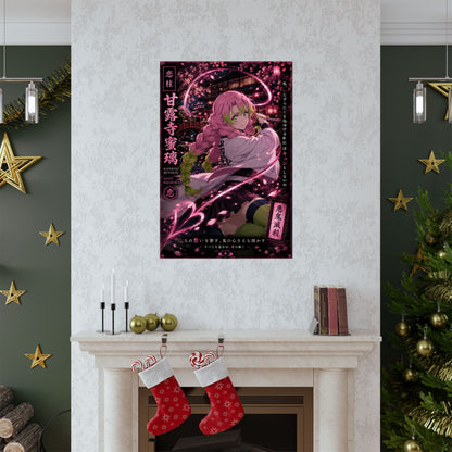Demon Slayer Mitsuri Kanroji Matte Vertical Poster — Pink Sakura Anime Wall Art