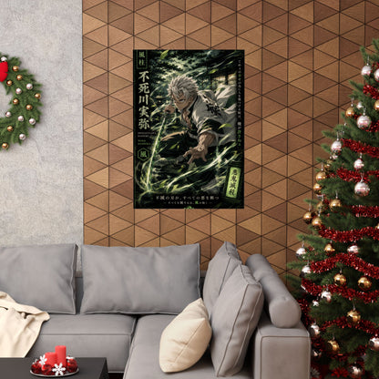 Anime Matte Vertical Poster — Wind Hashira Character Art (Japanese Text)