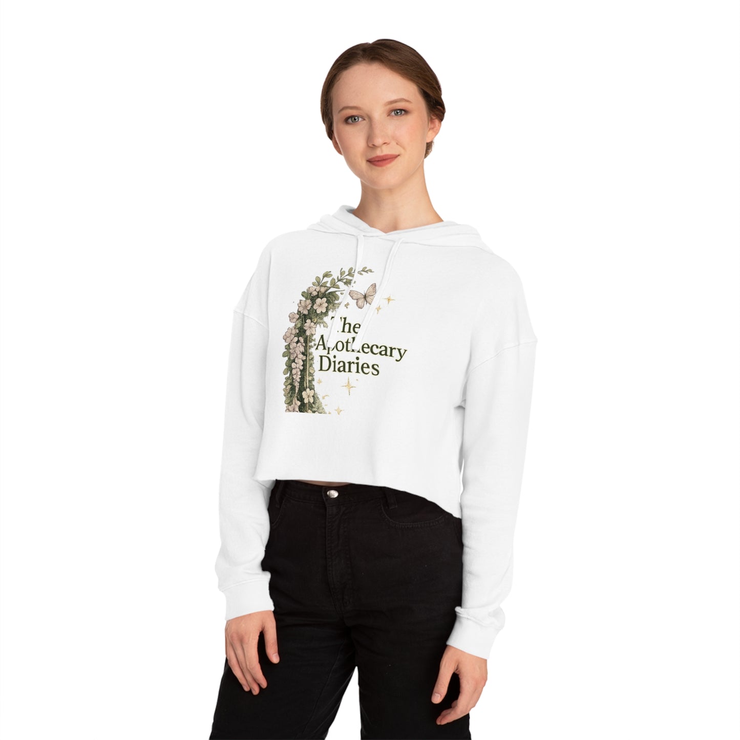 Cropped Hoodie — The Apothecary Diaries Floral Anime Graphic
