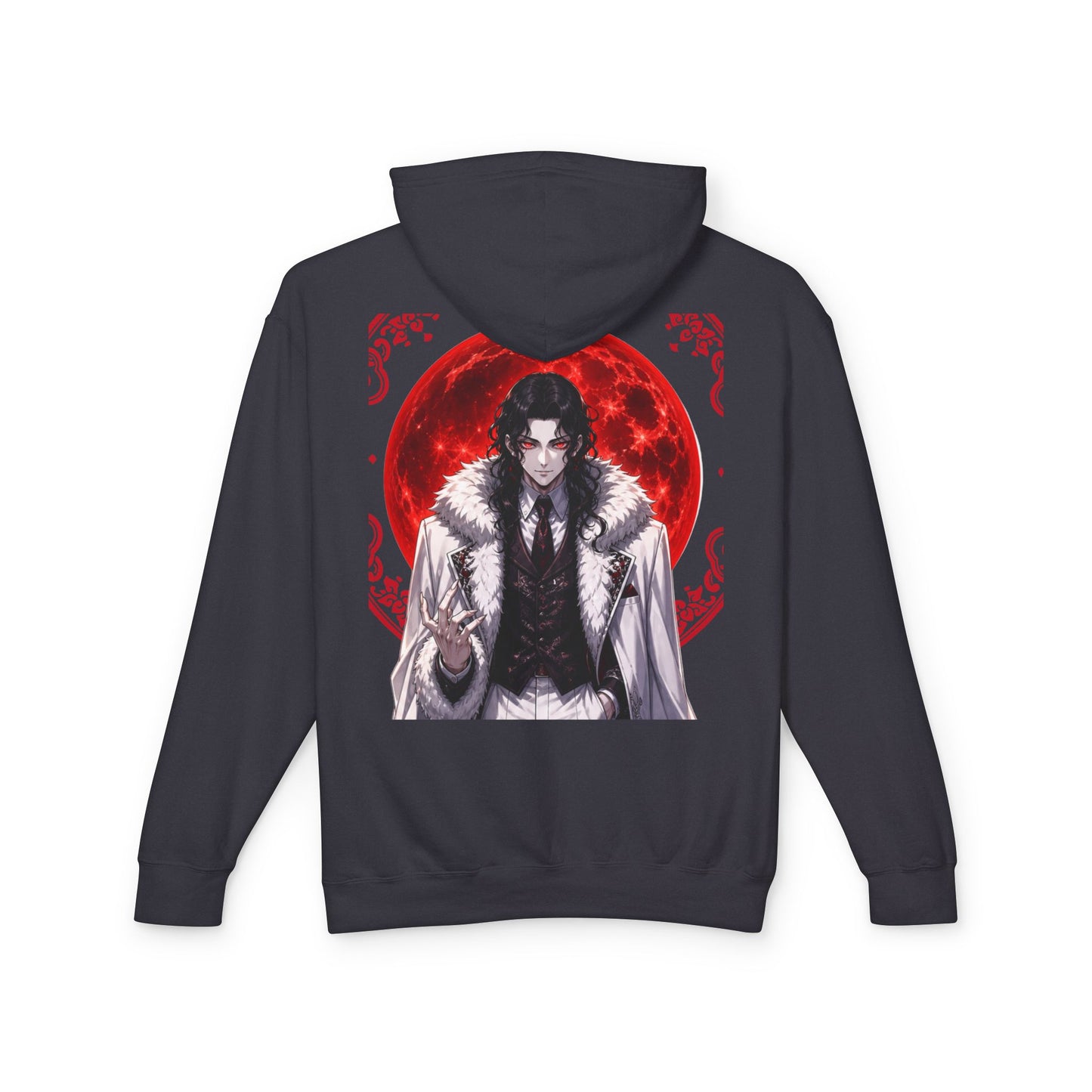 Vampire Prince Hoodie — Gothic Red Moon Graphic Pullover