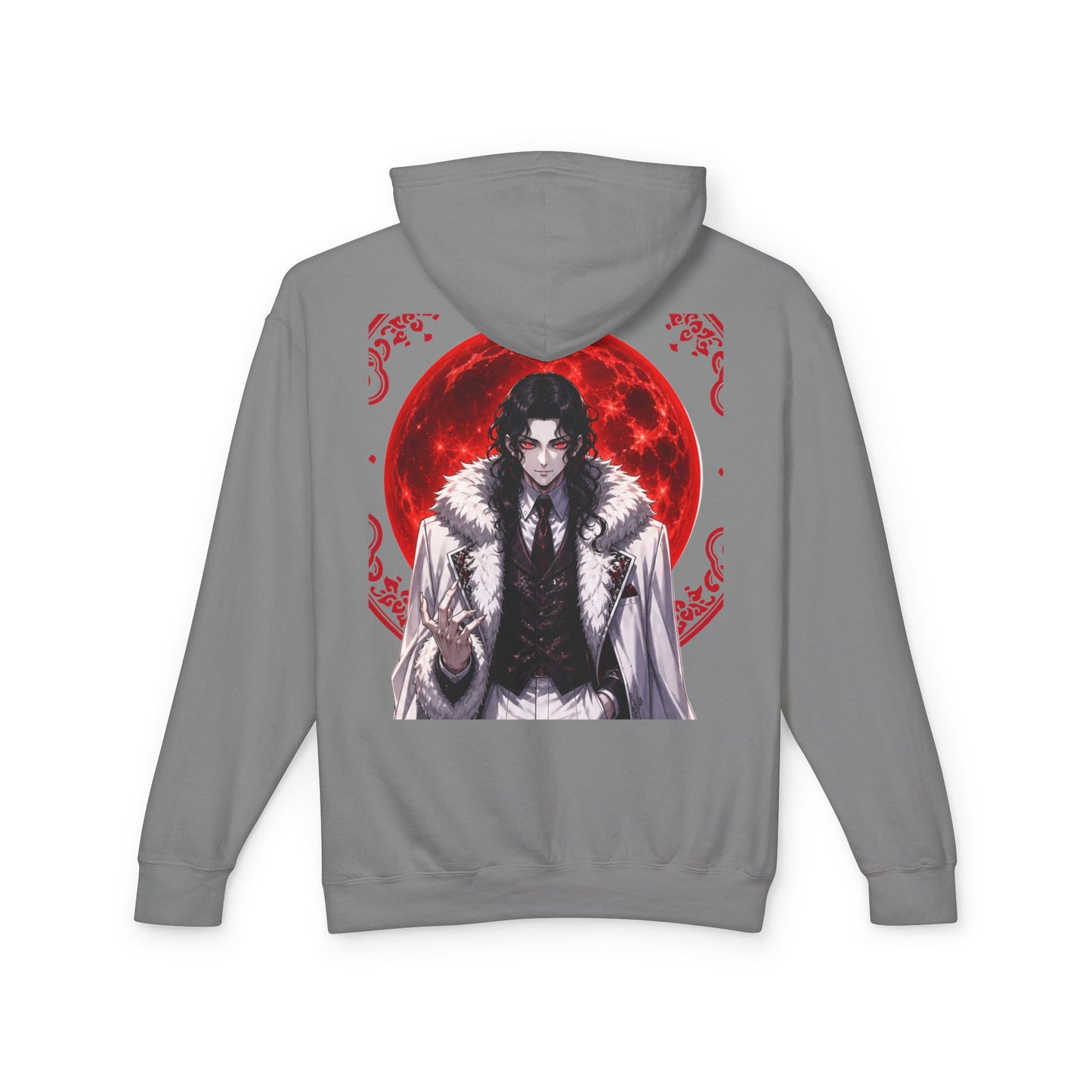Vampire Prince Hoodie — Gothic Red Moon Graphic Pullover