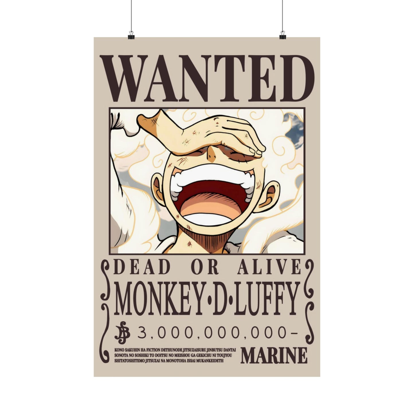 Wanted Poster Poster — "WANTED: Monkey D. Luffy" Matte Vertical Anime Wall Art