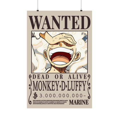 Wanted Poster Poster — "WANTED: Monkey D. Luffy" Matte Vertical Anime Wall Art