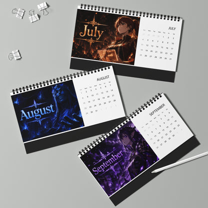 Solo Leveling Dark Fantasy Desktop Calendar 2027 — Anime Character Grid Calendar