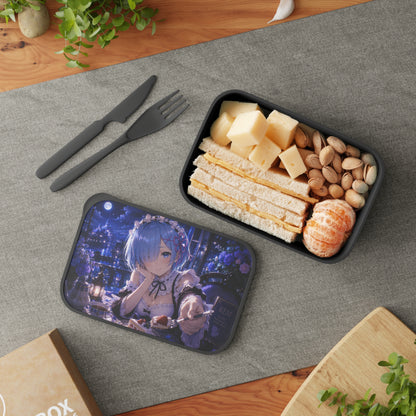 Rem Re:Zero Anime Rem Maid Night Bento Box with Utensils