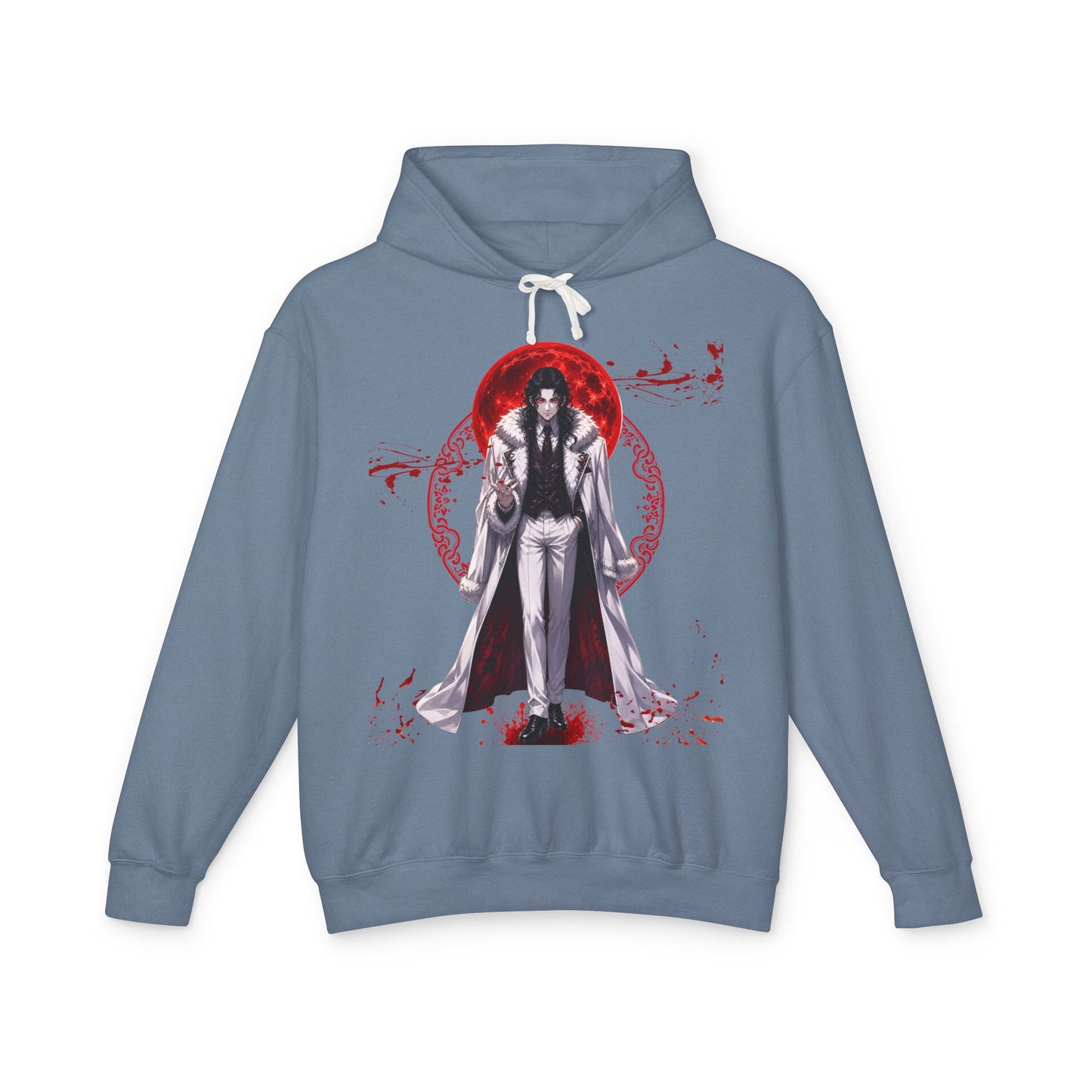 Vampire Prince Hoodie — Gothic Red Moon Graphic Pullover