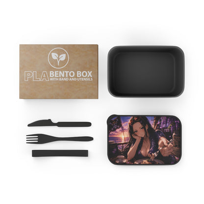 Robin One Piece Anime Pirate Woman Bento Box — PLA Lunchbox with Utensils (Lavender Sunset Design)