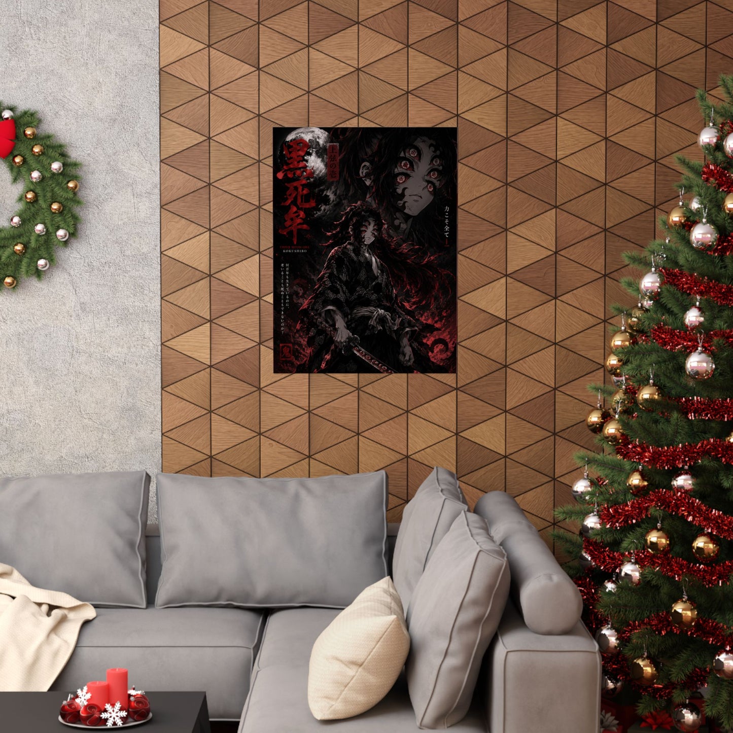 Demon Slayer Matte Vertical Poster — Dark Red Tanjiro Six-Eyes Anime Art