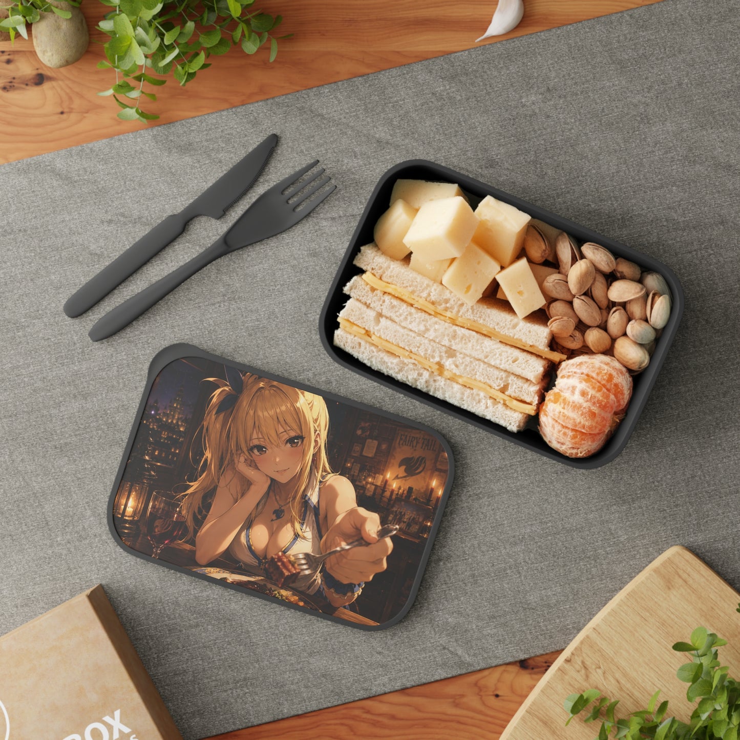 Lucy Heartfilia Fairy tail Anime Girl Bento Box with Utensils — PLA Lunchbox with Band