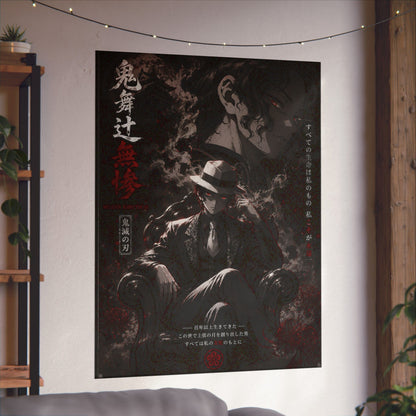 Matte Vertical Poster — Dark Anime Mob Boss Design with Japanese Text