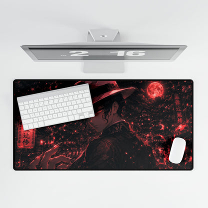 Muzan Demon Slayer Red Noir Anime Desk Mat — Dark Moon Detective Gaming Mouse Pad