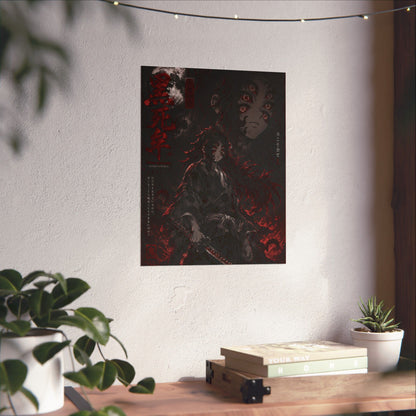 Demon Slayer Matte Vertical Poster — Dark Red Tanjiro Six-Eyes Anime Art