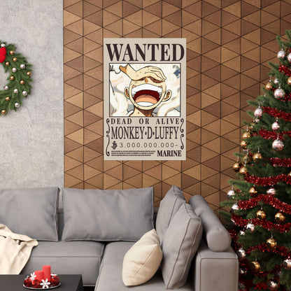 Wanted Poster Poster — "WANTED: Monkey D. Luffy" Matte Vertical Anime Wall Art