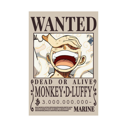 Wanted Poster Poster — "WANTED: Monkey D. Luffy" Matte Vertical Anime Wall Art
