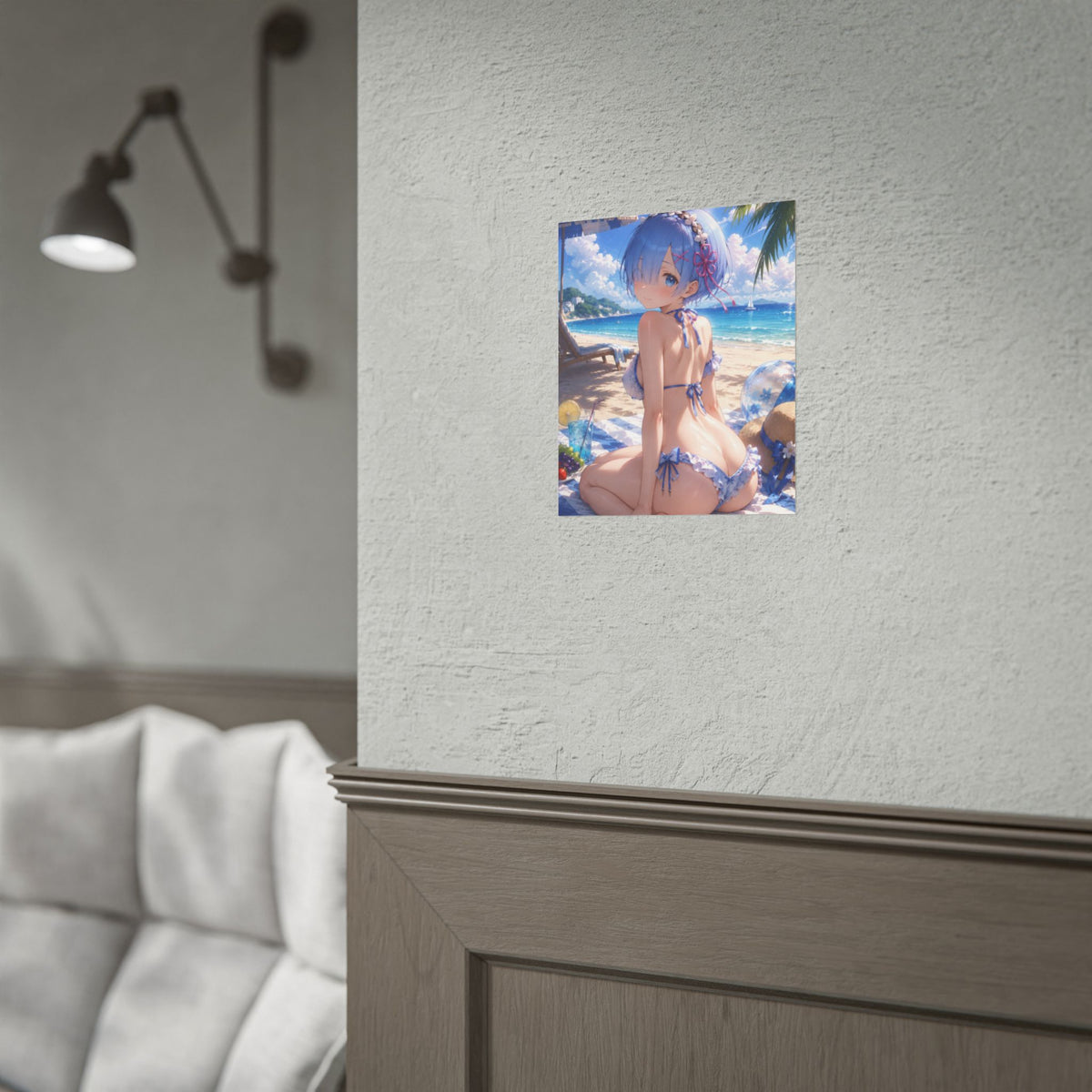 Rem re:zero Anime Beach Bikini Poster — Summer Aesthetic Rolled Wall Art