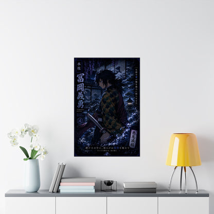 Demon Slayer Giyu Tomioka Matte Vertical Poster — Dark Anime Wall Art