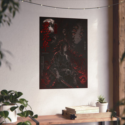 Demon Slayer Matte Vertical Poster — Dark Red Tanjiro Six-Eyes Anime Art