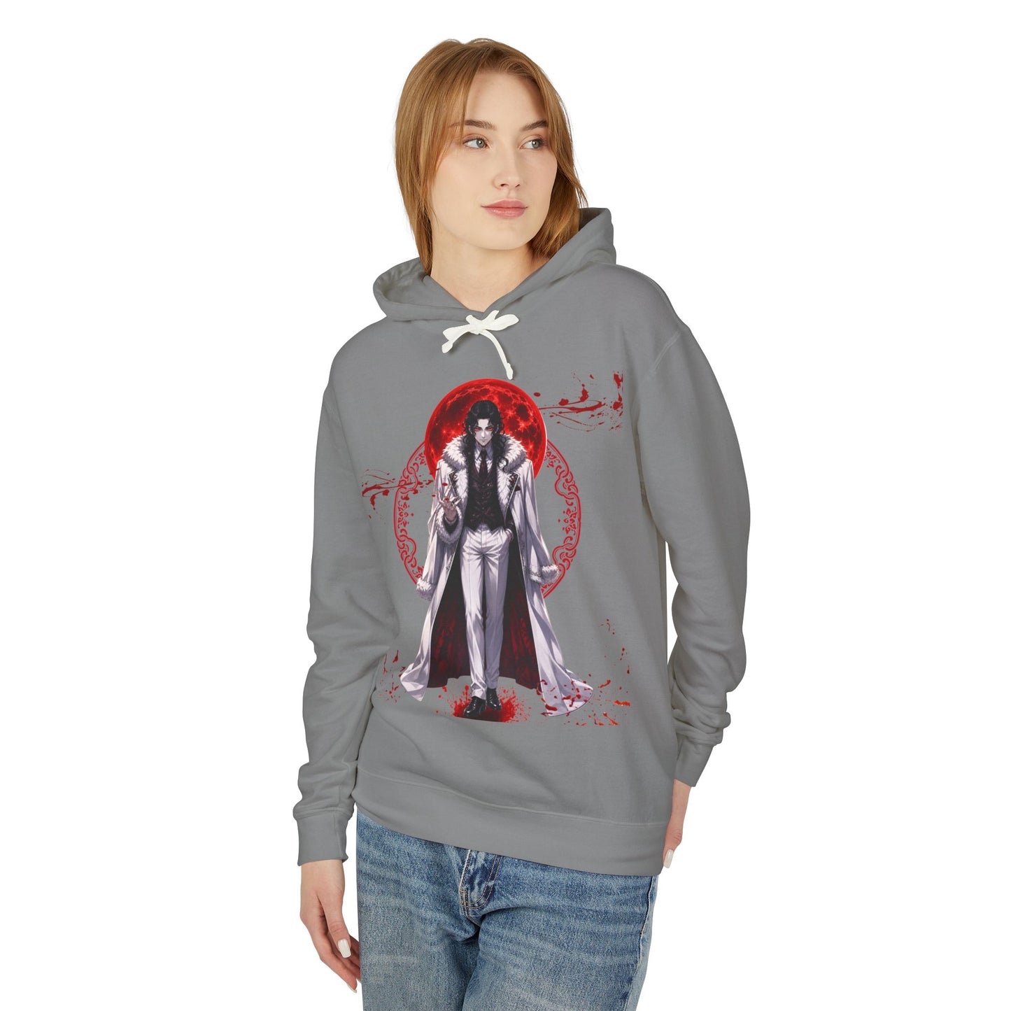 Vampire Prince Hoodie — Gothic Red Moon Graphic Pullover