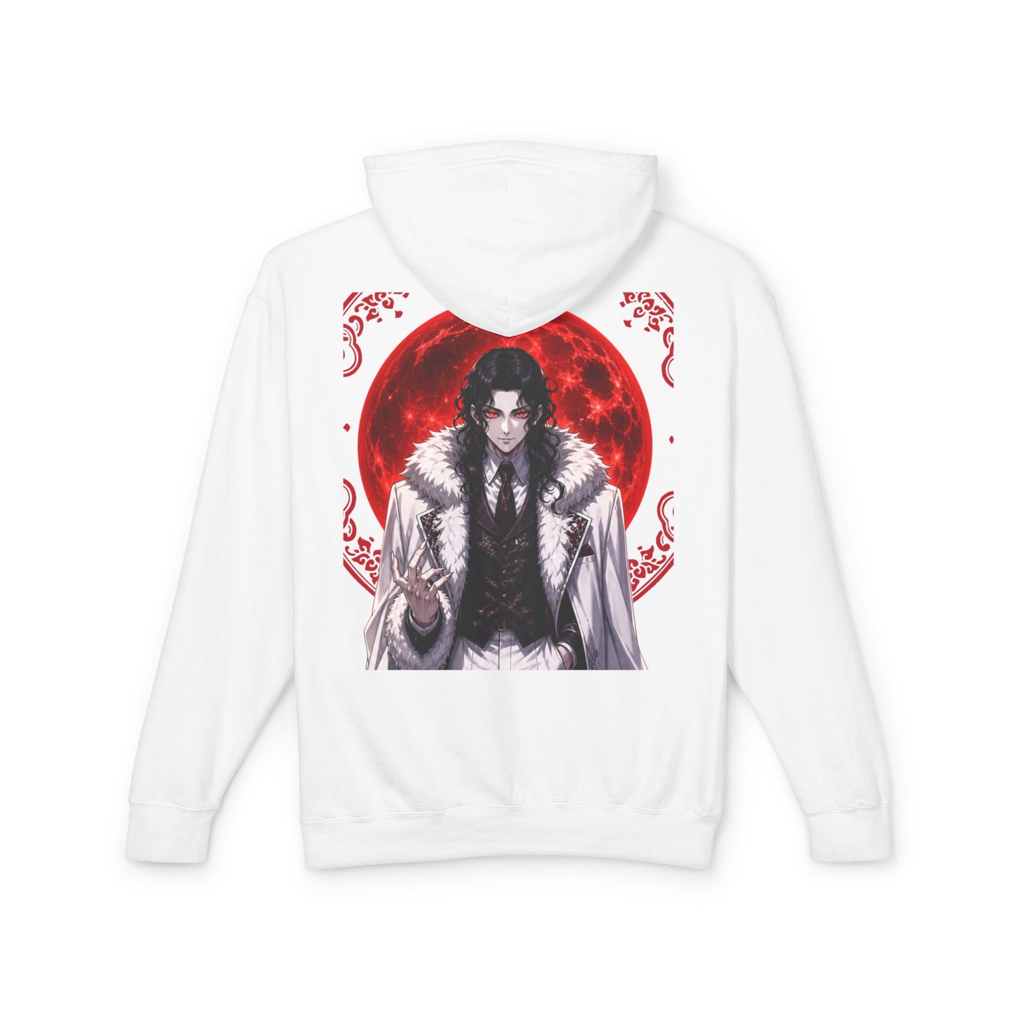 Vampire Prince Hoodie — Gothic Red Moon Graphic Pullover