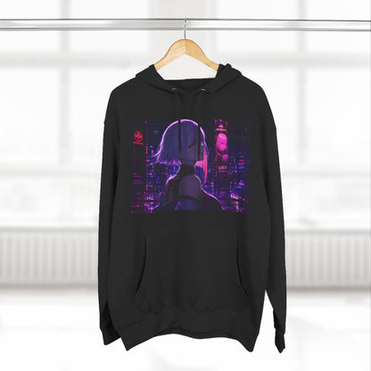 Anime Cyberpunk Hoodie — Neon Girl Fleece Pullover