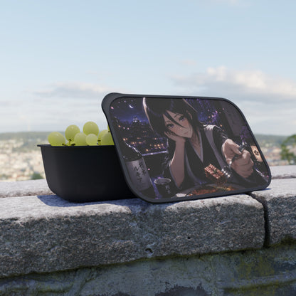 Rukia Kuchiki Bleach Anime Night Bento Box with Utensils – Romantic Cityscape Design