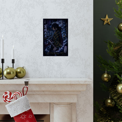 Demon Slayer Giyu Tomioka Matte Vertical Poster — Dark Anime Wall Art