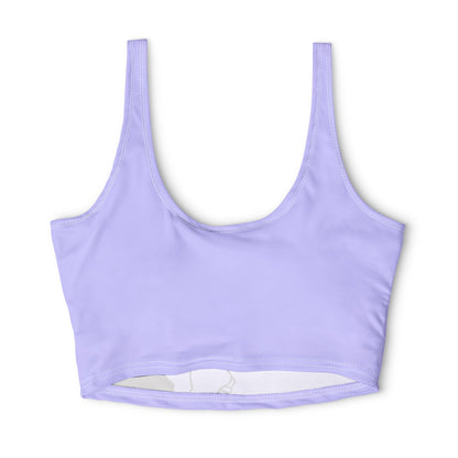 Lavender Anime Outline Sports Bra — Minimal Manga Character Crop Top