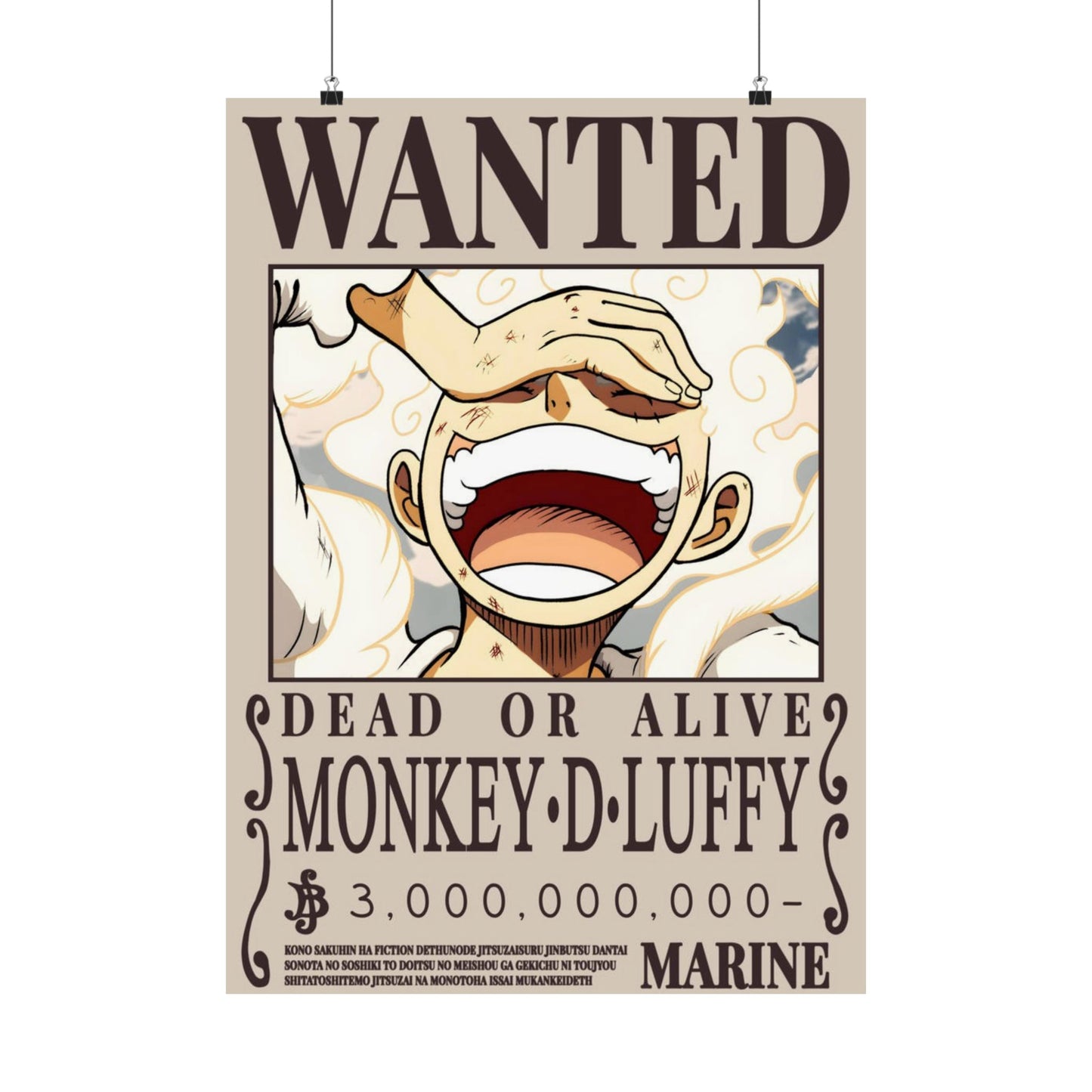Wanted Poster Poster — "WANTED: Monkey D. Luffy" Matte Vertical Anime Wall Art