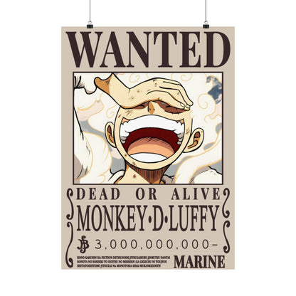 Wanted Poster Poster — "WANTED: Monkey D. Luffy" Matte Vertical Anime Wall Art