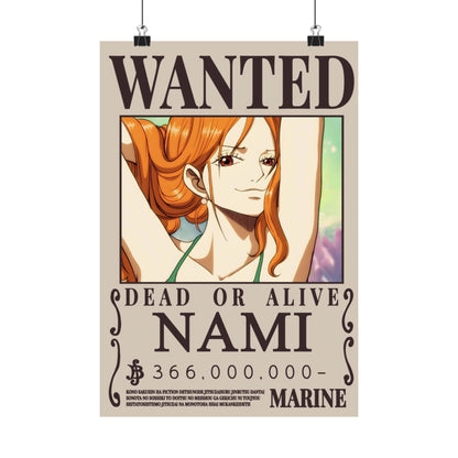 Wanted Poster Poster — "WANTED: NAMI" Anime Vertical Matte Print