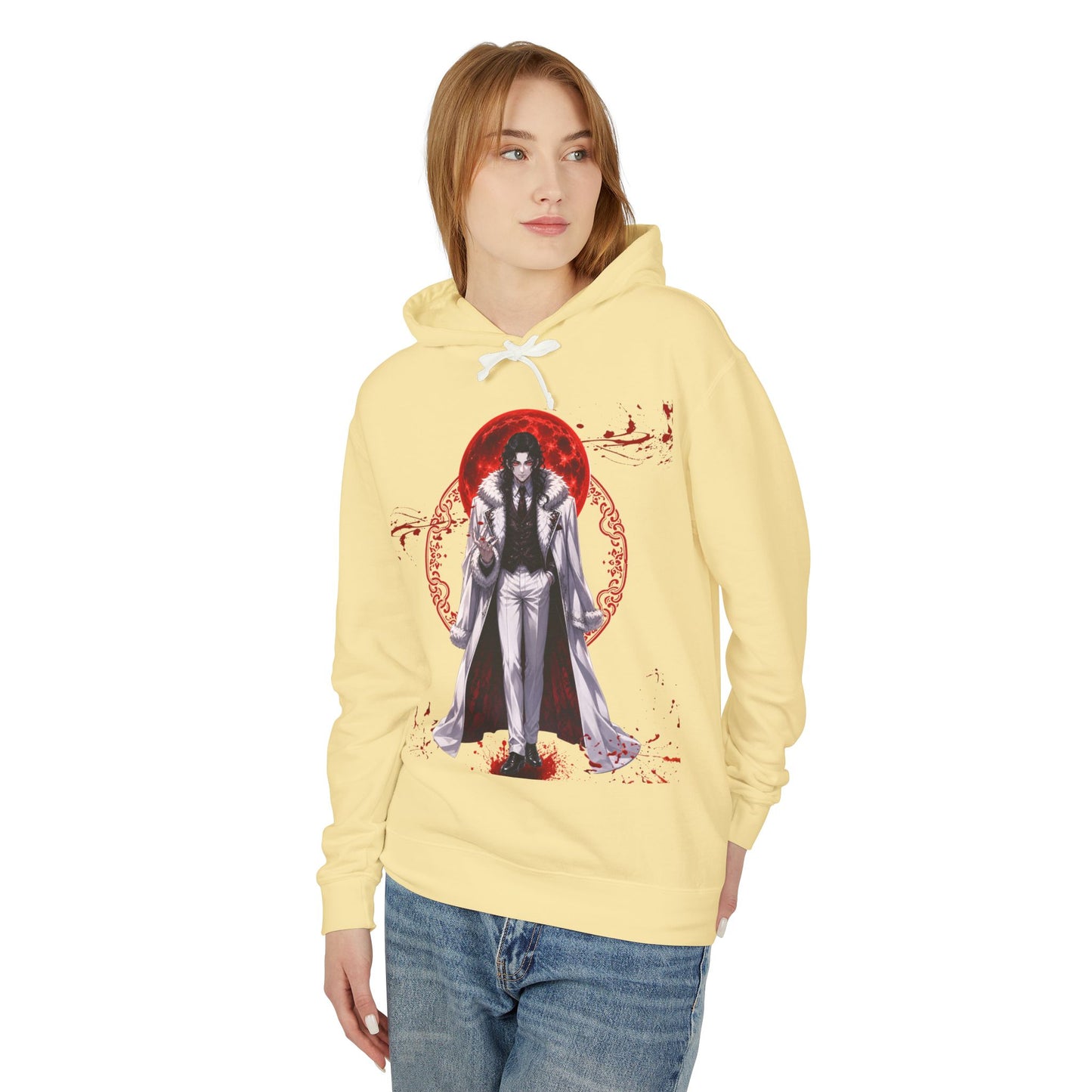 Vampire Prince Hoodie — Gothic Red Moon Graphic Pullover