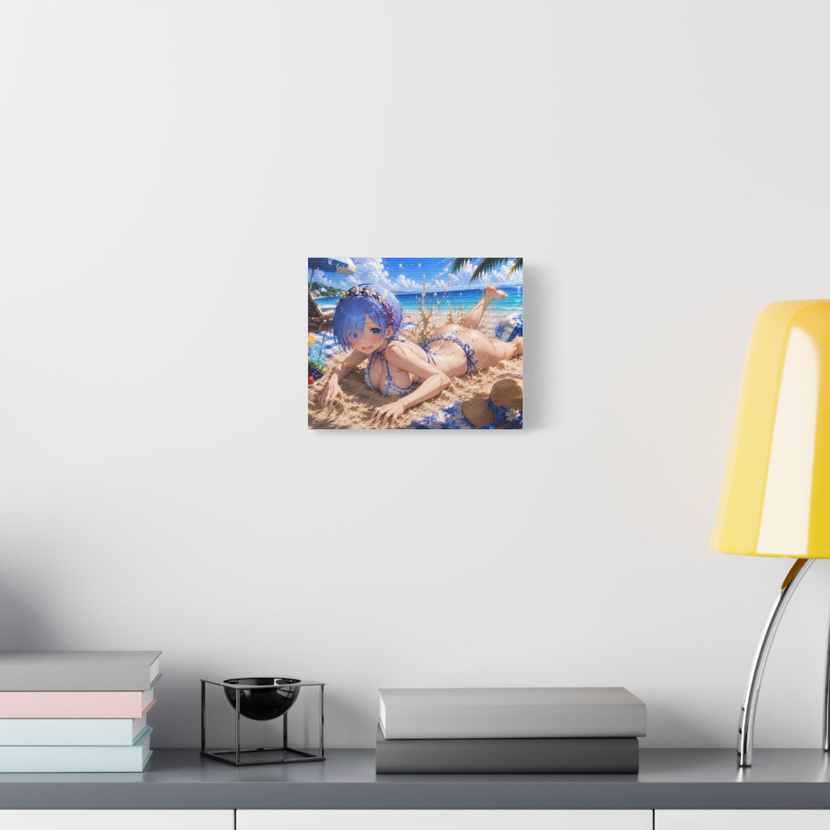 Rem Re:zero Anime Beach Bikini Canvas Print – Summer Girl Seaside Wall Art