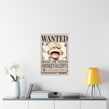 Wanted Poster Poster — "WANTED: Monkey D. Luffy" Matte Vertical Anime Wall Art