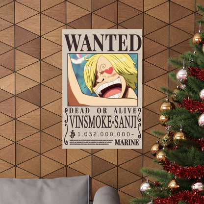 Wanted Poster Matte Vertical Poster — Vinsmoke Sanji "Dead or Alive" Anime Wall Art