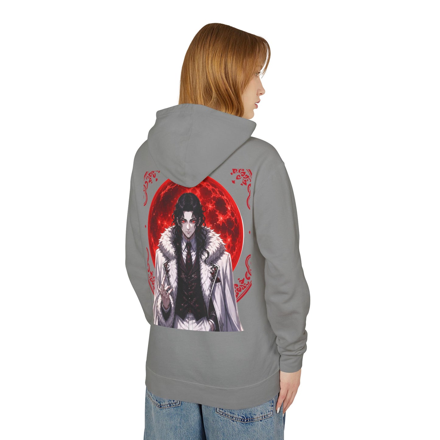 Vampire Prince Hoodie — Gothic Red Moon Graphic Pullover