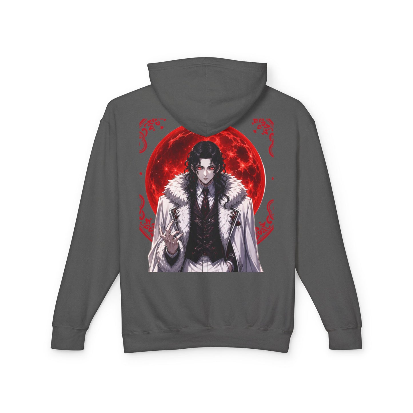 Vampire Prince Hoodie — Gothic Red Moon Graphic Pullover