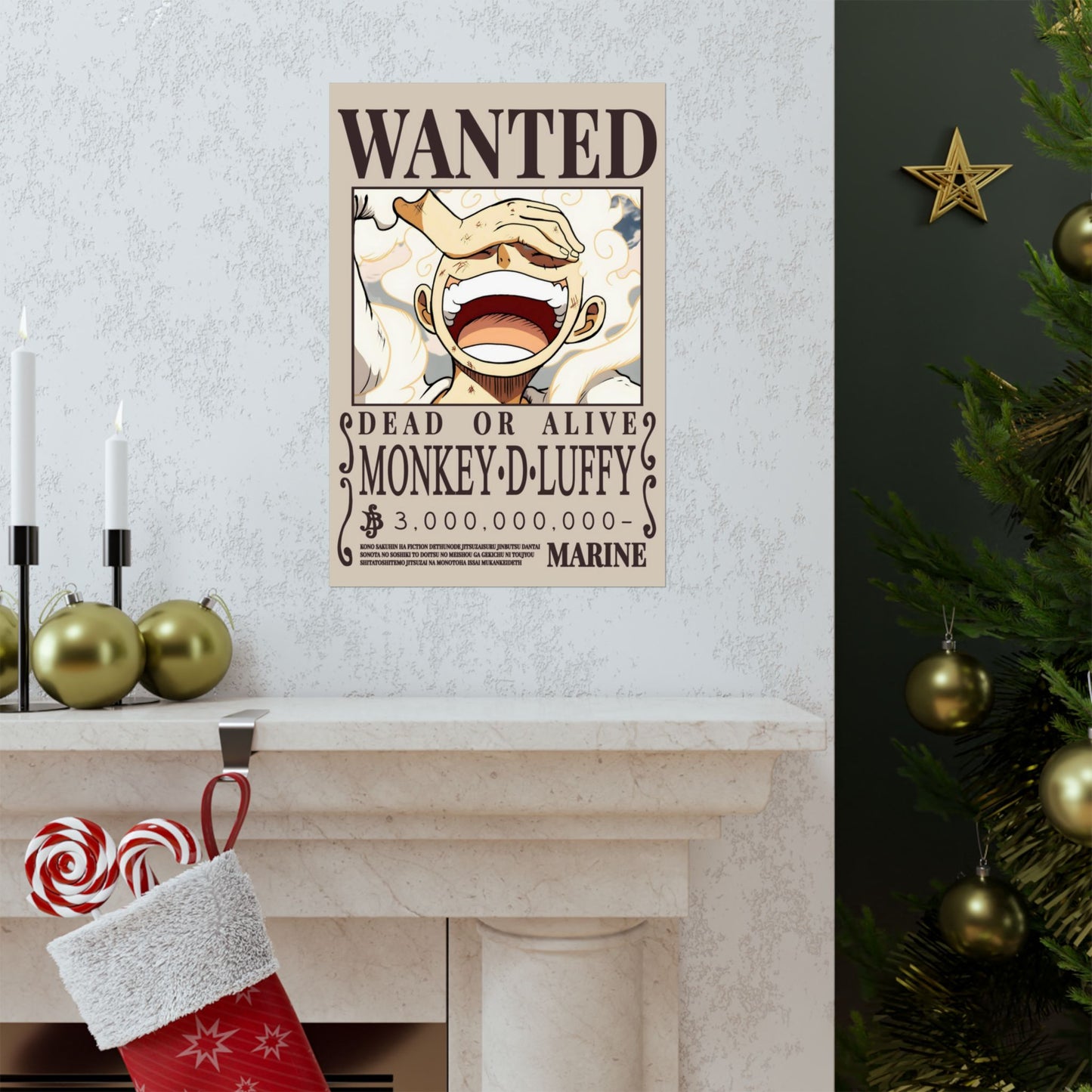 Wanted Poster Poster — "WANTED: Monkey D. Luffy" Matte Vertical Anime Wall Art