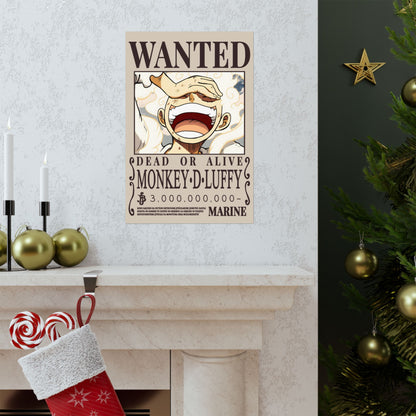 Wanted Poster Poster — "WANTED: Monkey D. Luffy" Matte Vertical Anime Wall Art