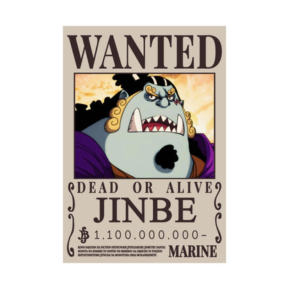 Wanted Poster Matte Vertical Poster — "JINBE" Dead or Alive Anime Wall Art