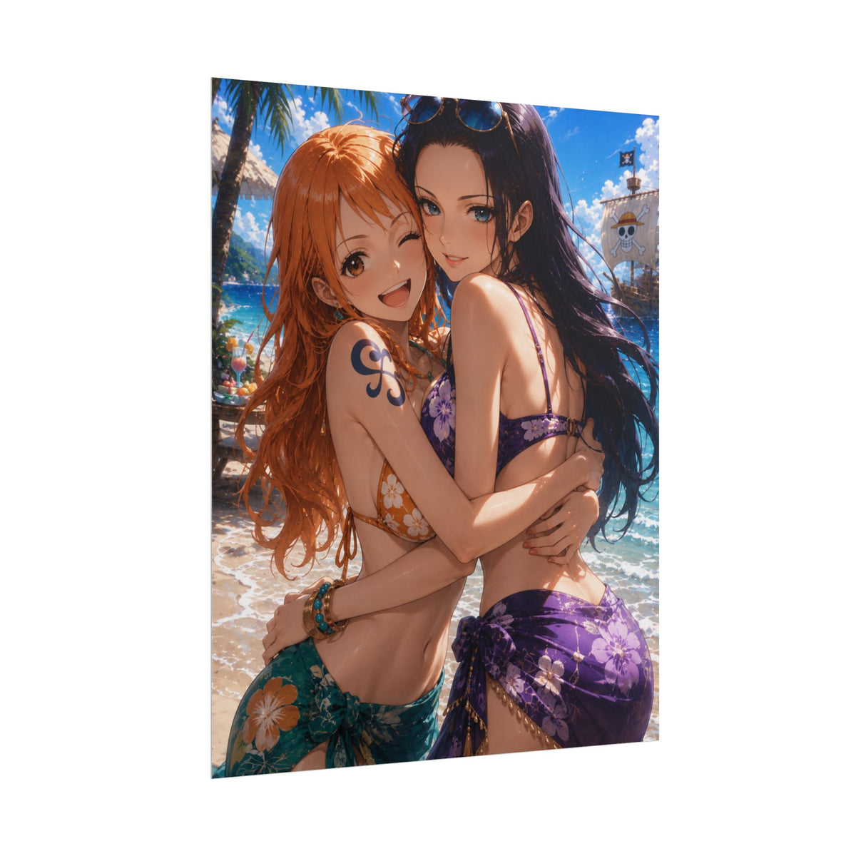 Nami Robin One piece Anime Beach Bikini Poster — Cute Summer Girls Rolled Wall Art