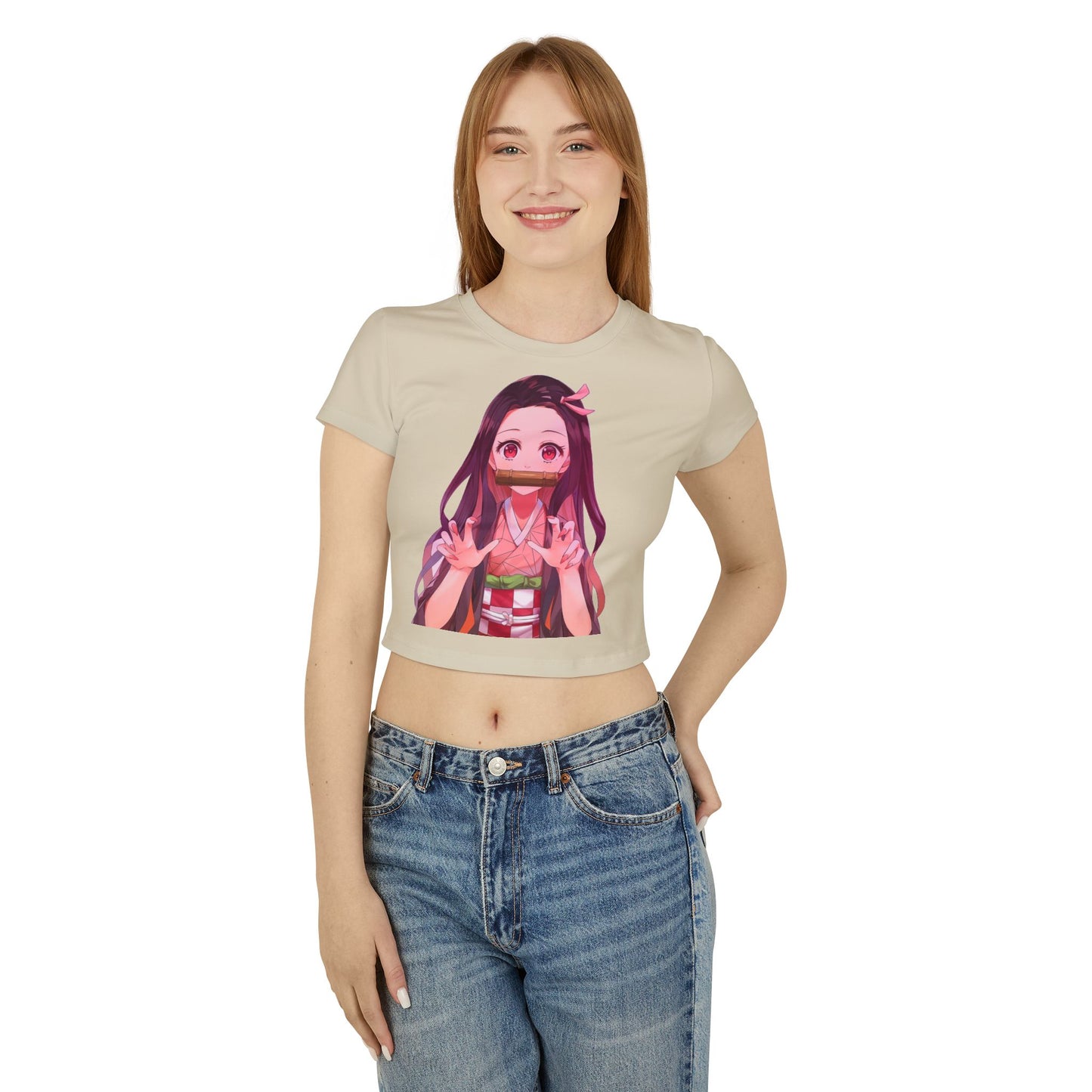 Anime Nezuko Crop Tee — Cute Kawaii Demon Girl Women’s Baby T-Shirt