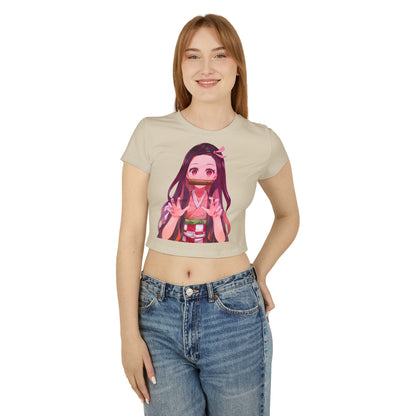 Anime Nezuko Crop Tee — Cute Kawaii Demon Girl Women’s Baby T-Shirt
