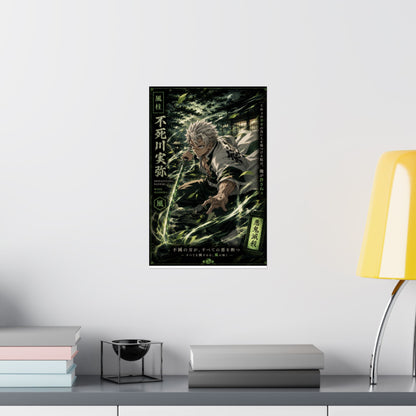 Anime Matte Vertical Poster — Wind Hashira Character Art (Japanese Text)