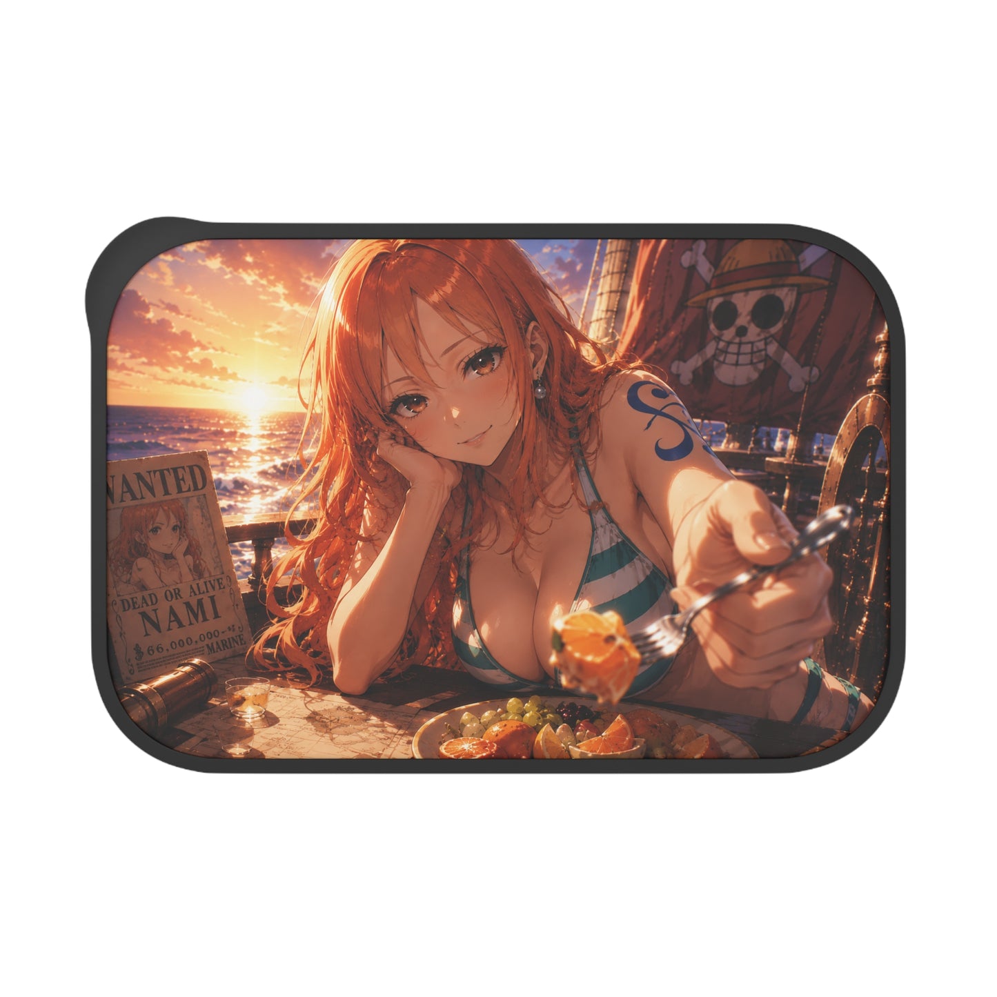 One Piece Anime Nami PLA Bento Box with Utensils — Beach Sunset Lunchbox