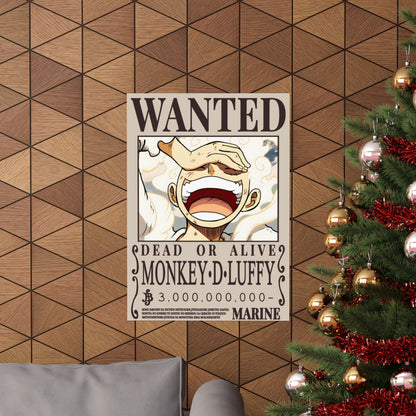 Wanted Poster Poster — "WANTED: Monkey D. Luffy" Matte Vertical Anime Wall Art