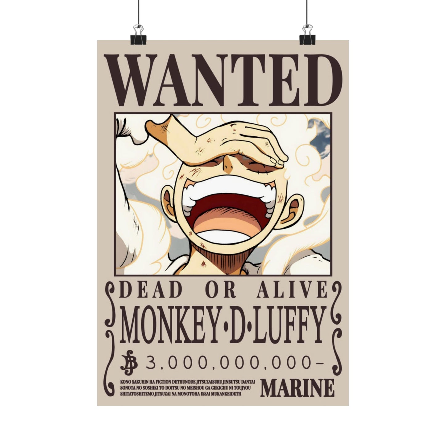 Wanted Poster Poster — "WANTED: Monkey D. Luffy" Matte Vertical Anime Wall Art