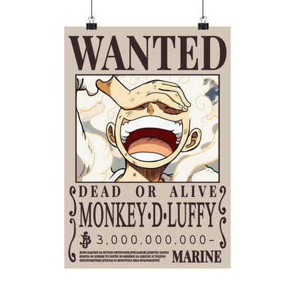 Wanted Poster Poster — "WANTED: Monkey D. Luffy" Matte Vertical Anime Wall Art