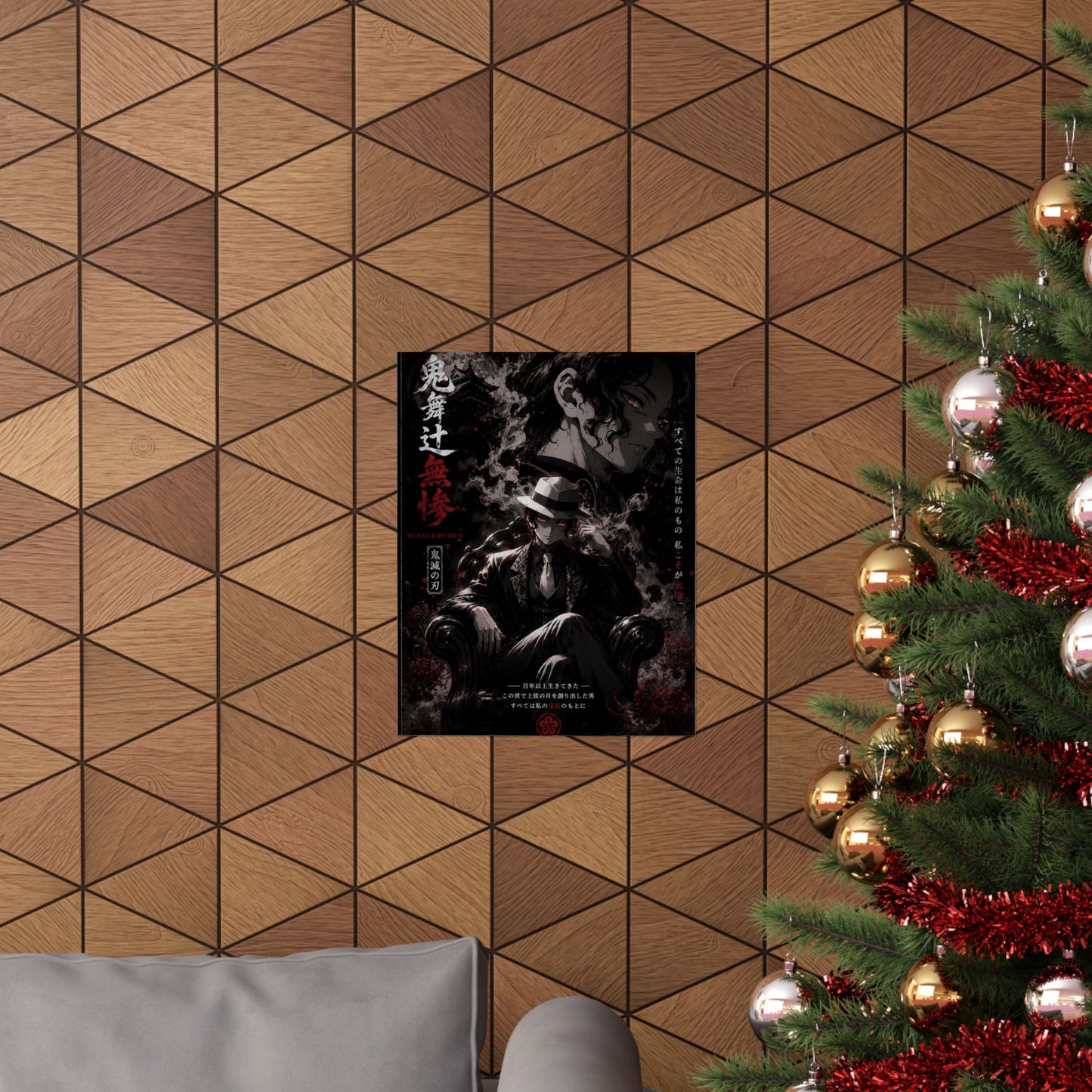 Matte Vertical Poster — Dark Anime Mob Boss Design with Japanese Text